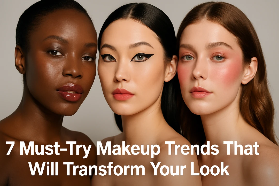 A diverse group of models wearing the latest transformative makeup trends.