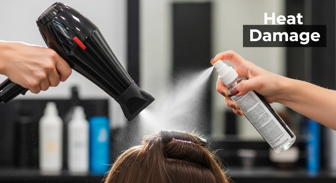 Protecting hair from heat styling damage