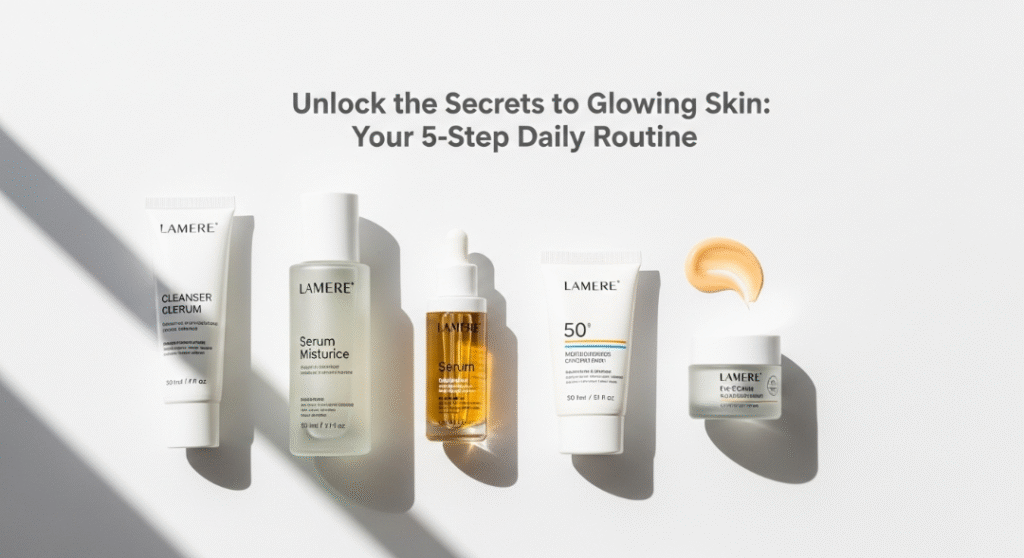 Skincare products for glowing skin routine