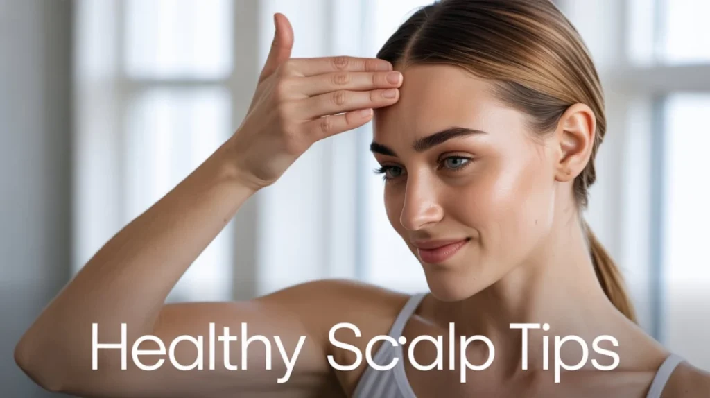 Woman massaging scalp for healthy hair growth