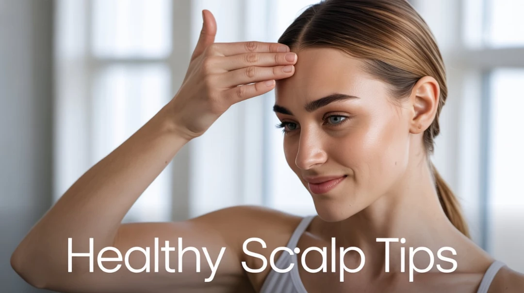 Woman massaging scalp for healthy hair growth