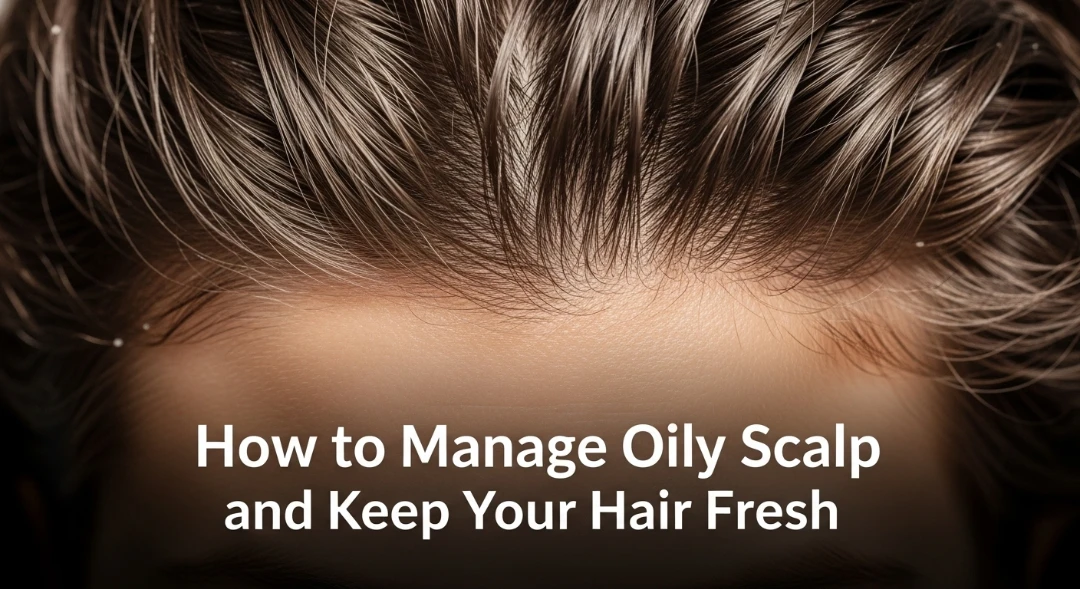 Healthy scalp and fresh hair with title text