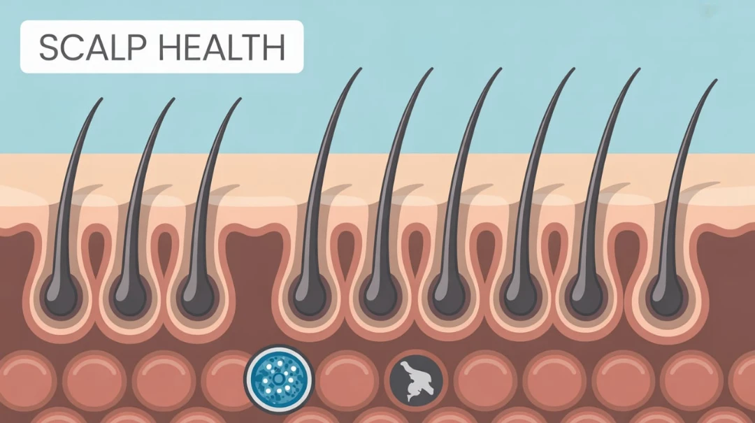 Diagram of scalp and hair follicle connection