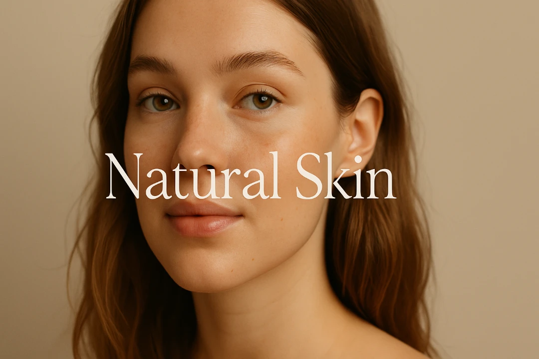 A model with a natural skinimalism makeup look, showing her real skin texture.