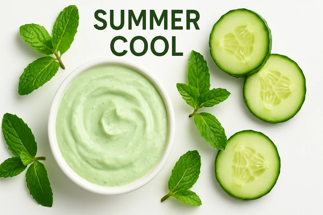 Cooling cucumber and mint mask for summer skin.