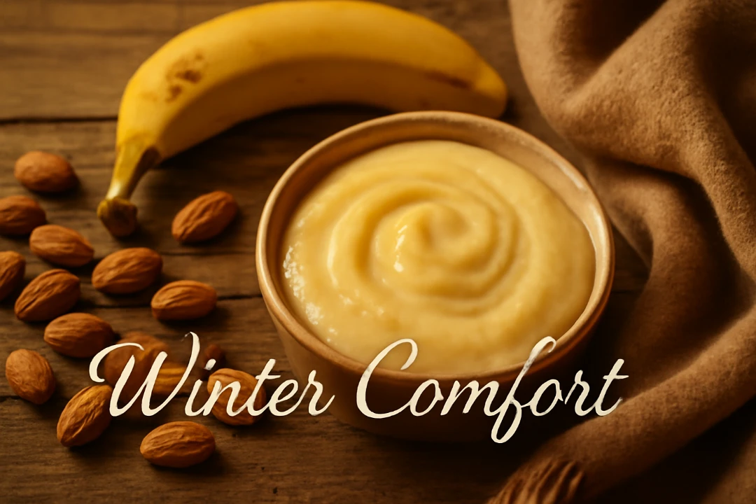 Creamy banana and almond oil mask for winter hydration.