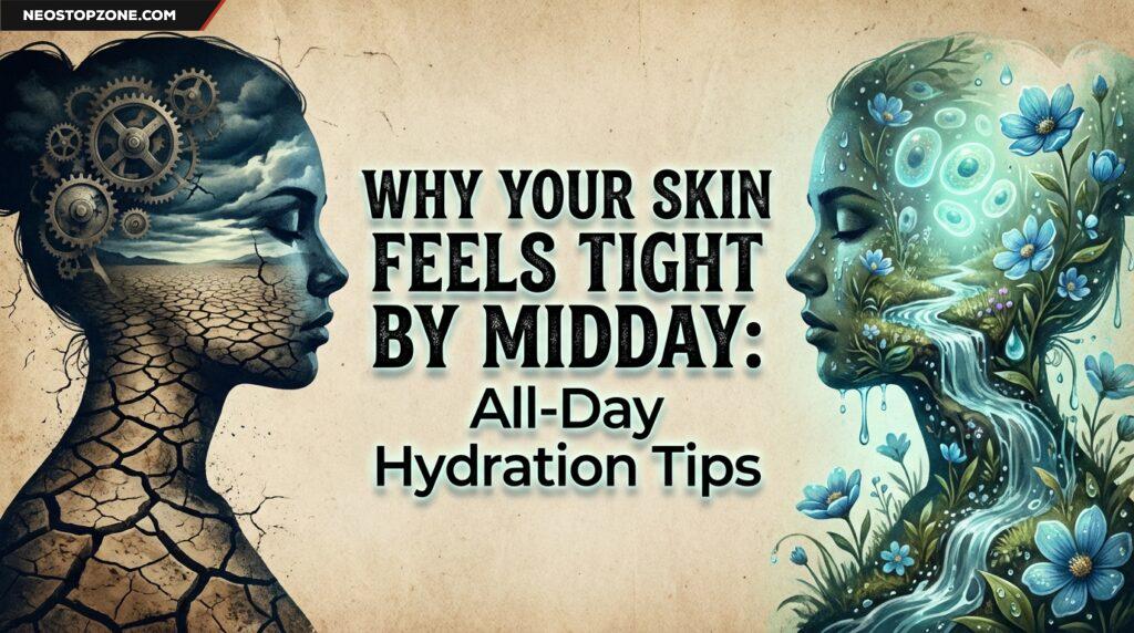 A person touching their face illustrating midday skin tightness and the need for all-day hydration routine tweaks