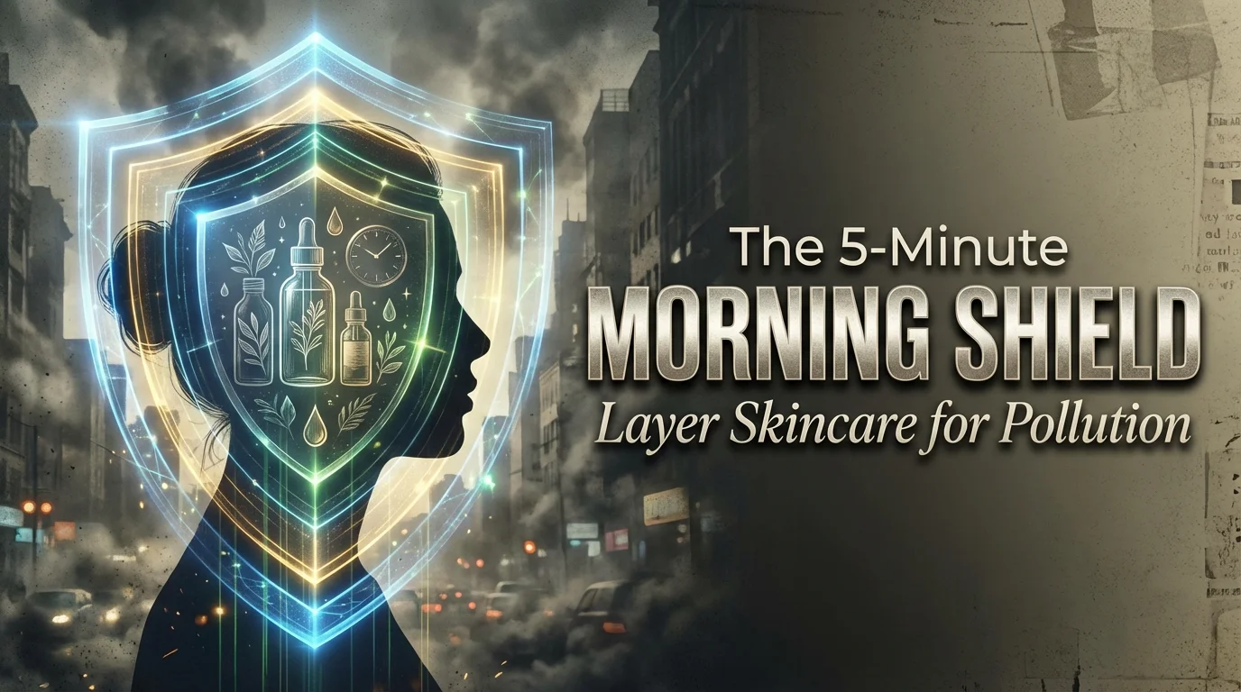 Close-up of a person applying protective skincare layers during a morning routine to shield against urban pollution and environmental stress.