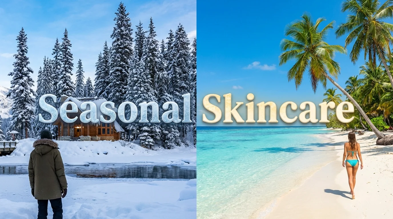 Conceptual split image representing seasonal changes in environment.