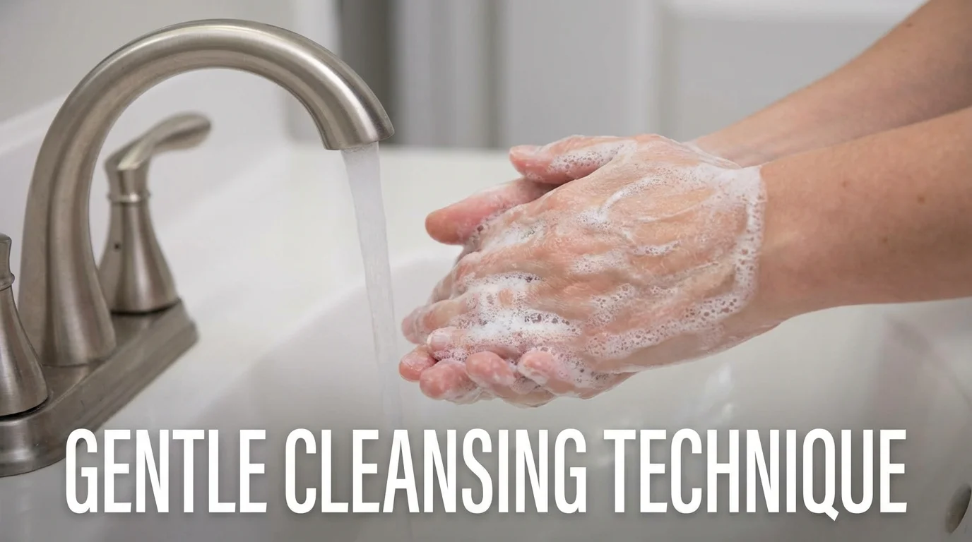 Close-up of effective hand-lathering technique for gentle skin cleansing.