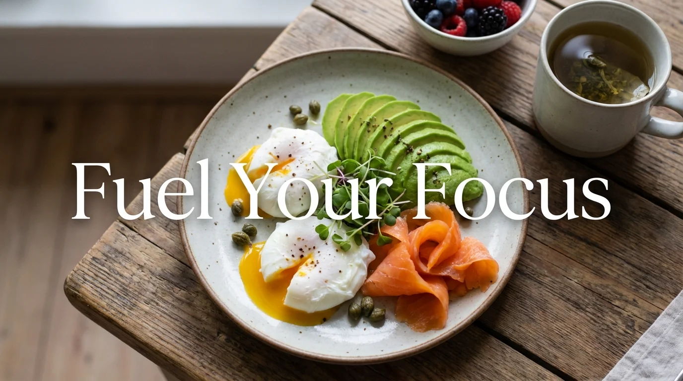 A protein-rich breakfast plate designed for sustained energy and blood sugar stability.