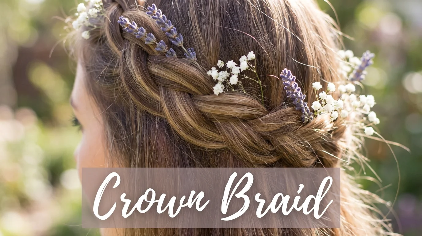 A halo-style crown braid perfect for outdoor summer weddings.