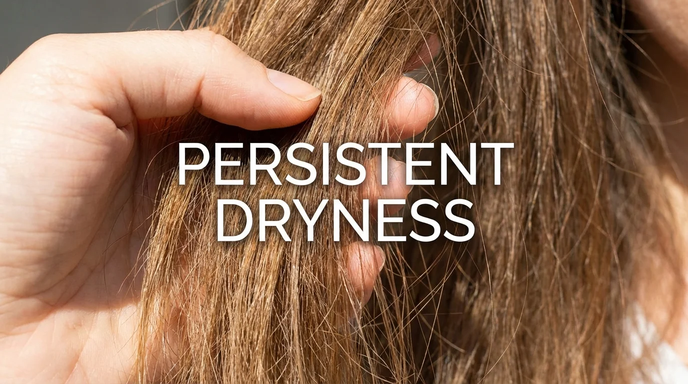 Close-up of dry, dull hair lacking natural shine and moisture.
