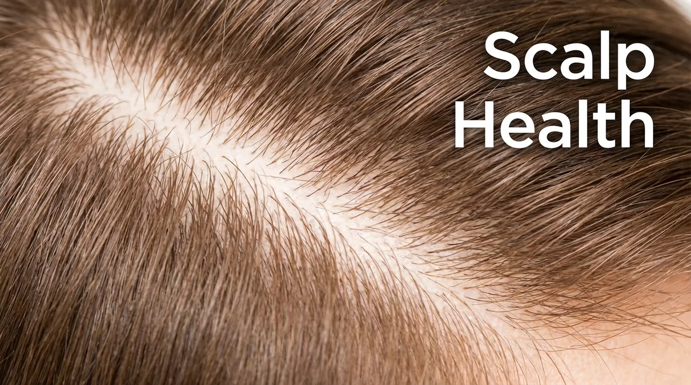 Macro view of a clean and healthy scalp without irritation.