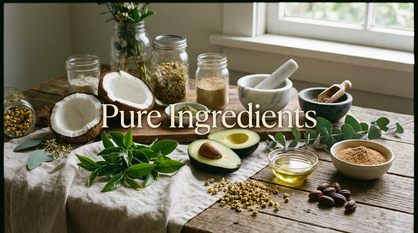 Natural and botanical ingredients used in high-end hair care.