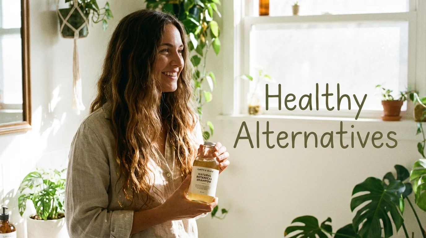 A woman using eco-friendly and natural hair care products.