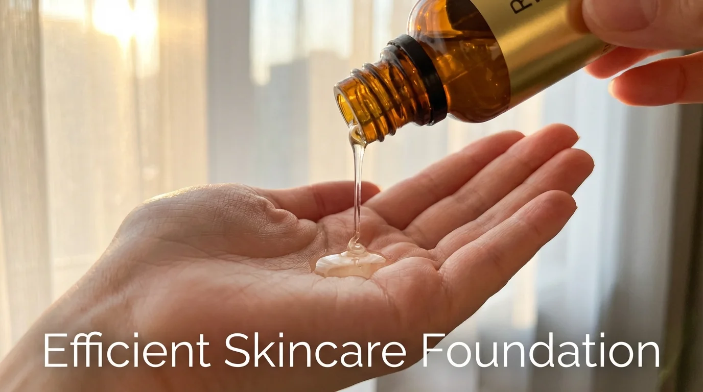 Close-up of a luxury serum being applied for a quick morning routine.