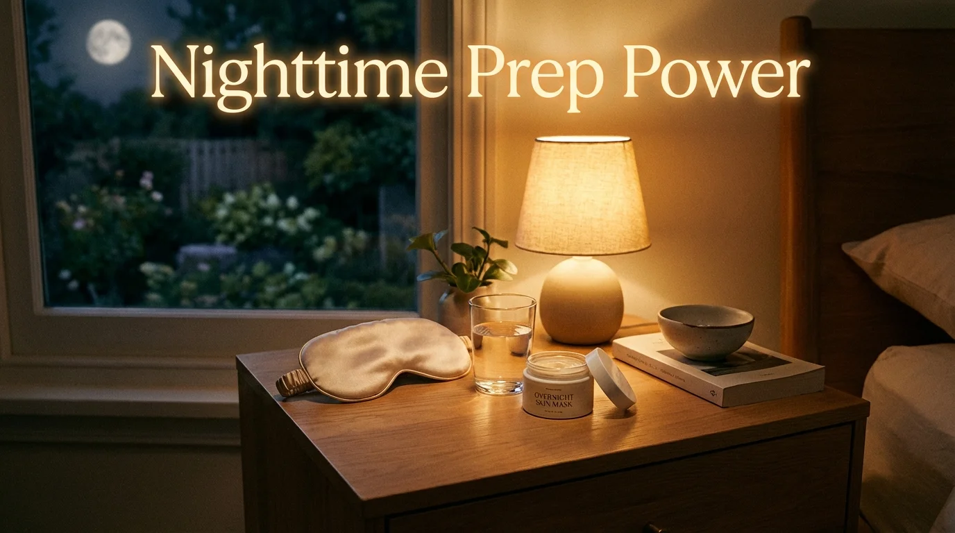 Nighttime beauty products prepared for an easy morning.