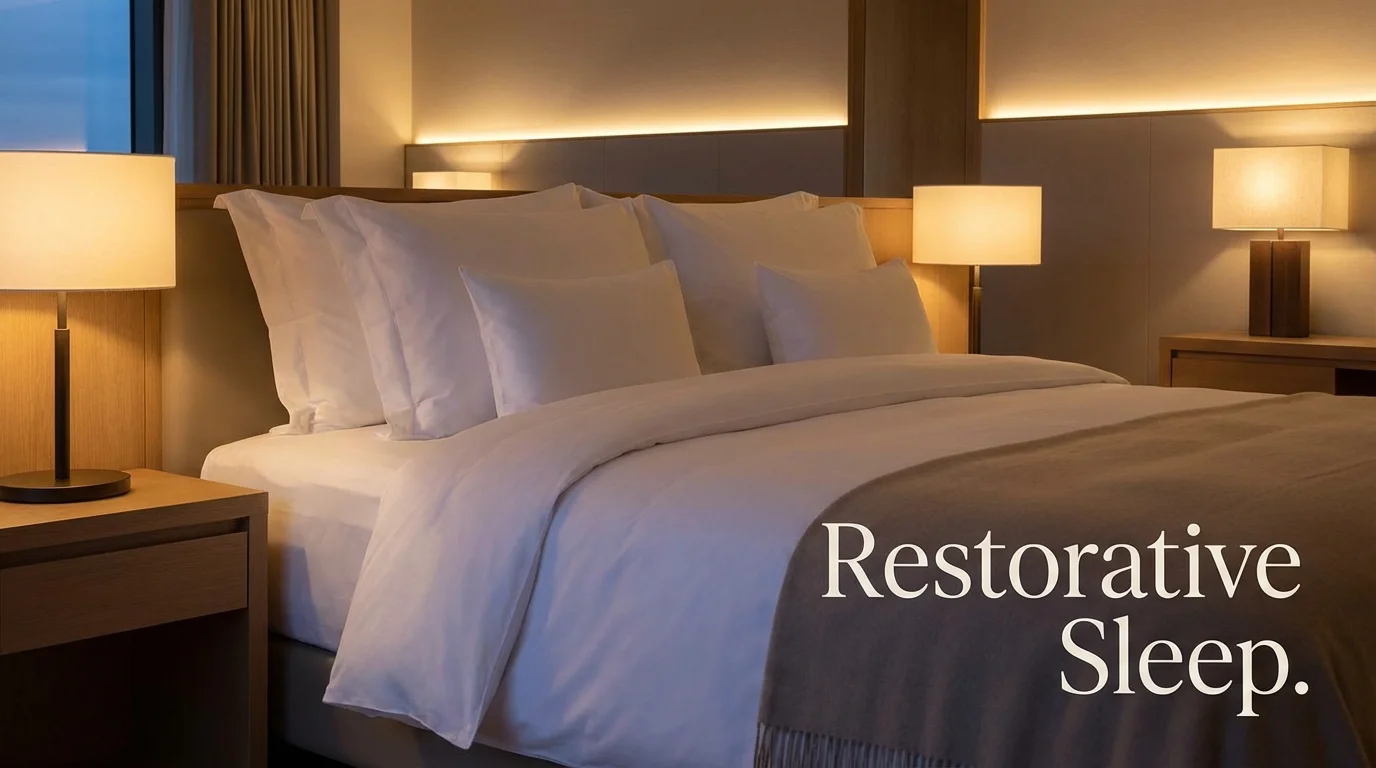 A peaceful and luxurious bedroom setup for high-quality sleep.