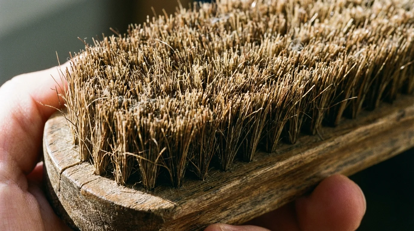 Close-up of a professional boar bristle hairbrush.