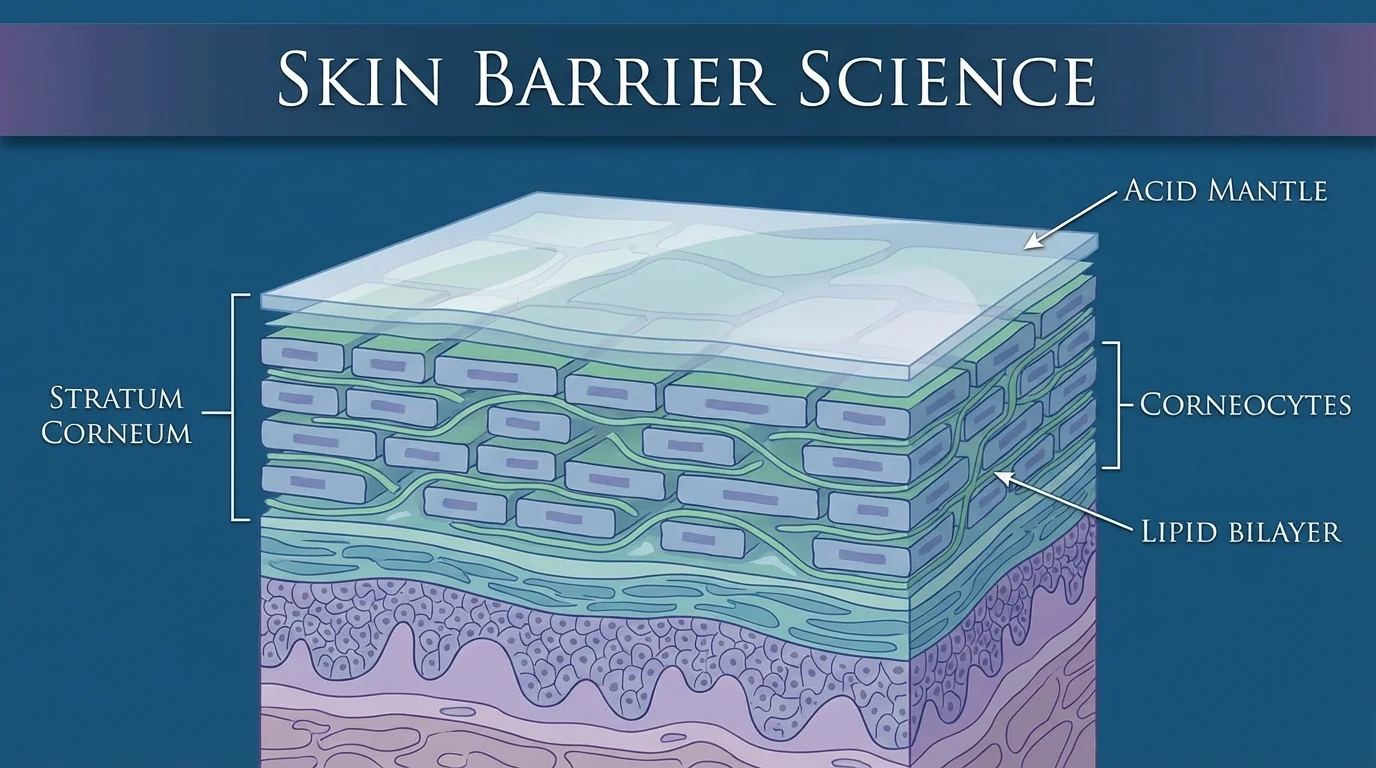 Medical diagram of the skin barrier and lipid layers.
