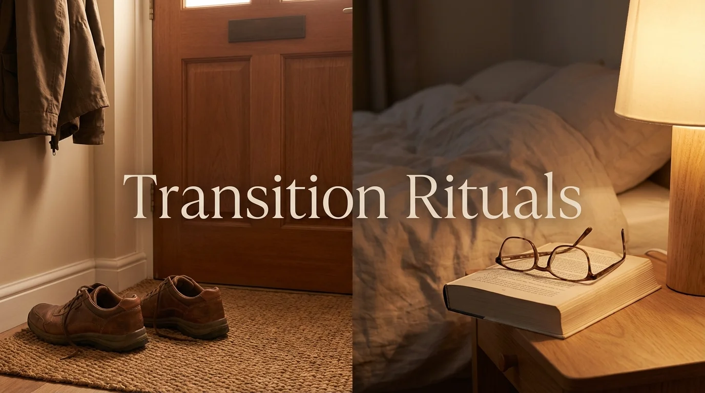 Items representing a healthy transition from professional work to personal time.