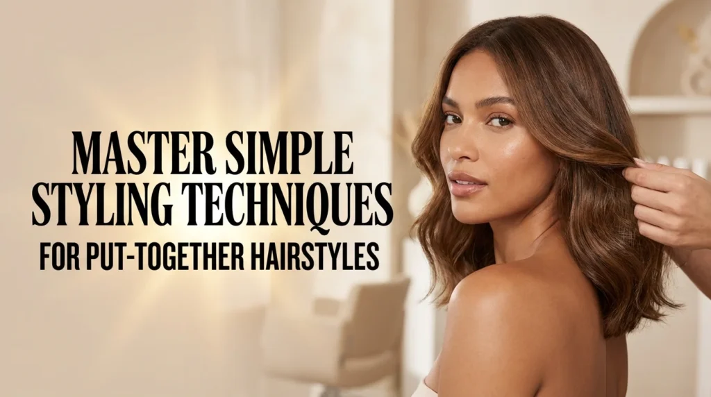A professional woman showcasing a polished everyday hairstyle using simple styling techniques for a more put-together look.