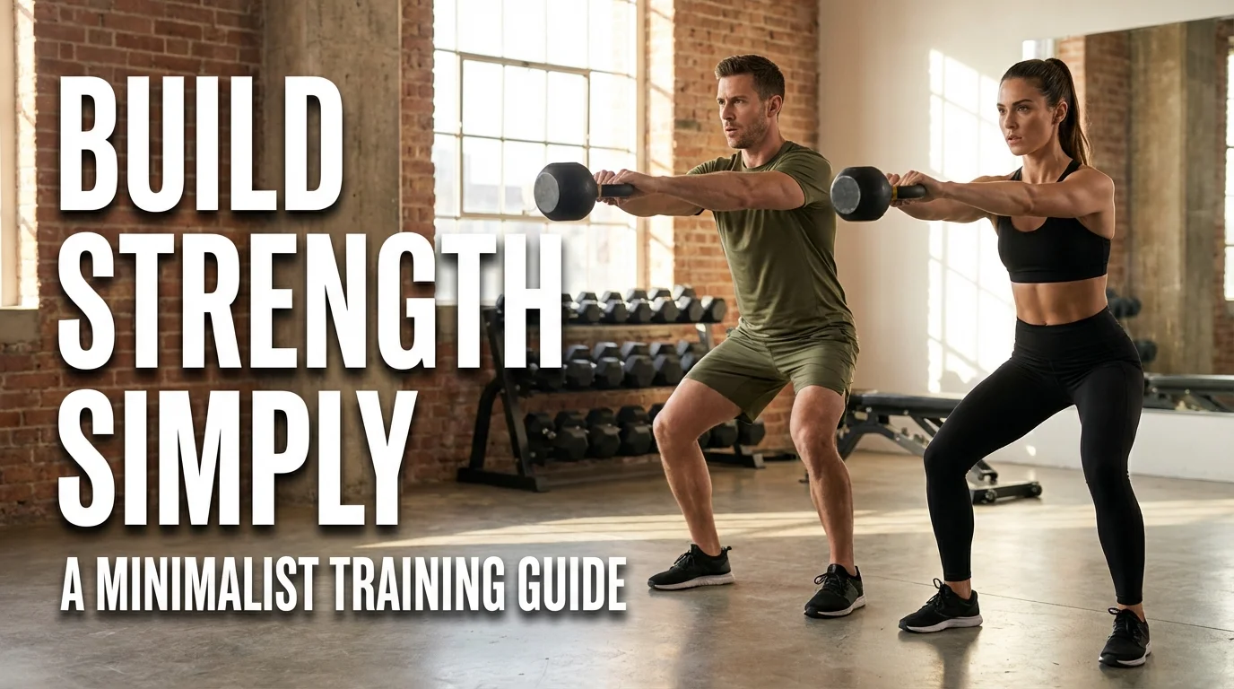 A person performing a fundamental strength training exercise with a kettlebell in a minimalist gym setting