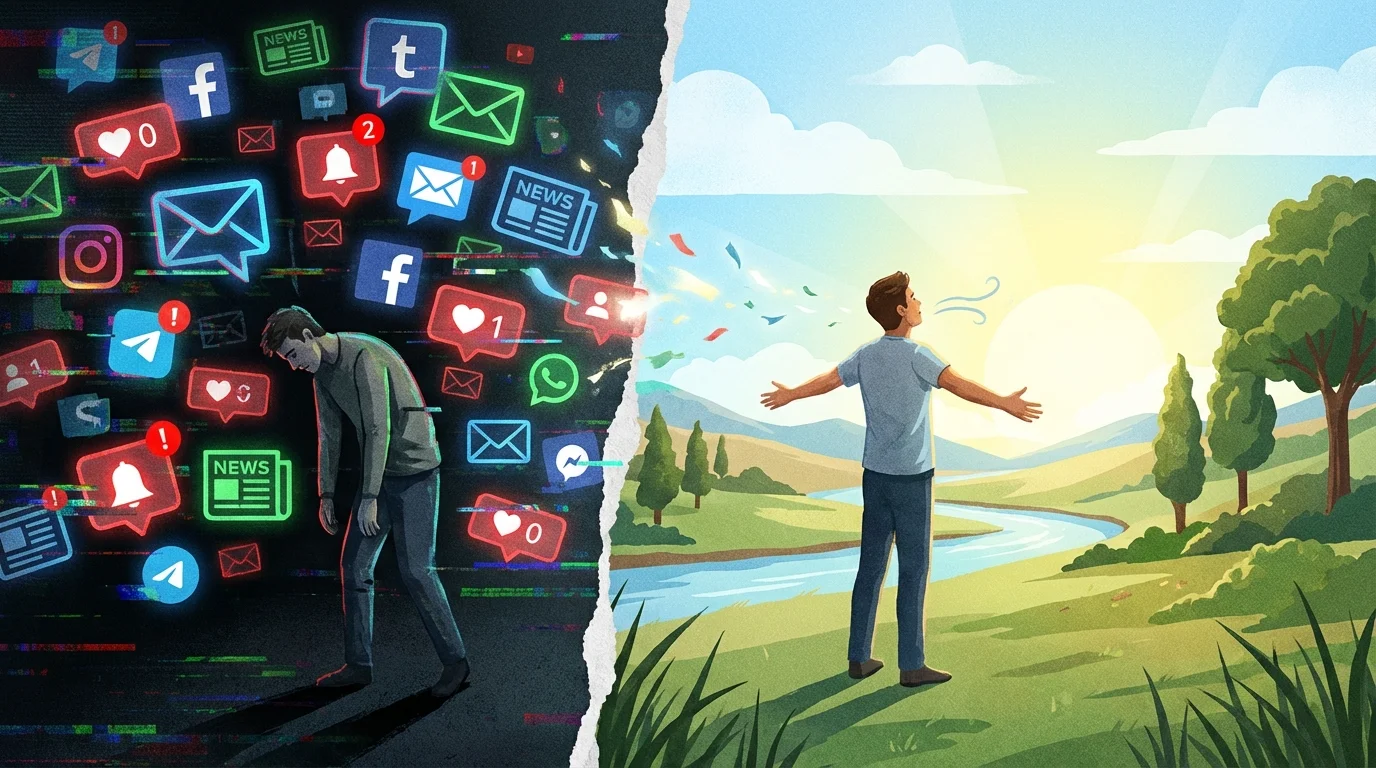 A visual metaphor for moving from digital fragmentation to mental clarity.