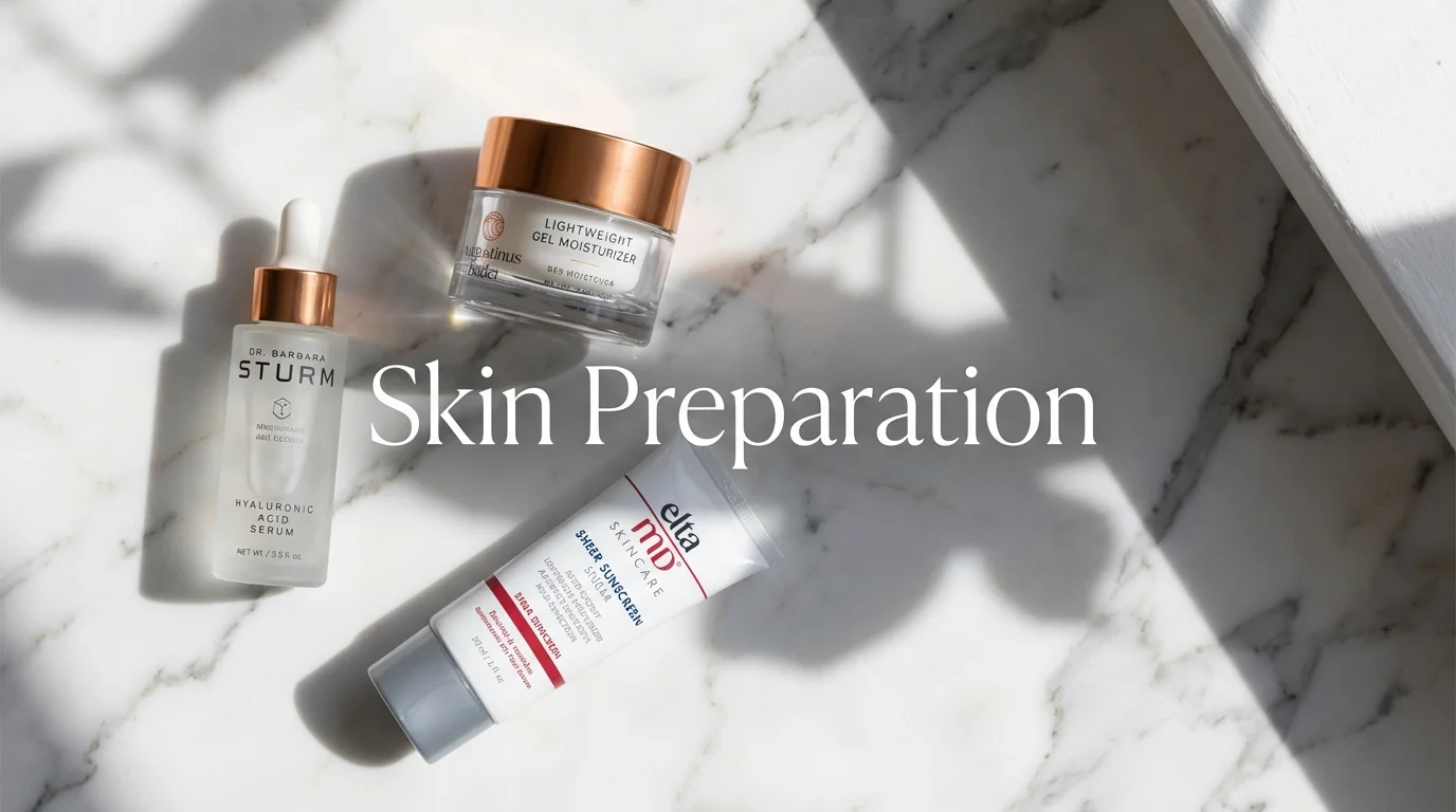 High-end skincare products for prepping skin before makeup.