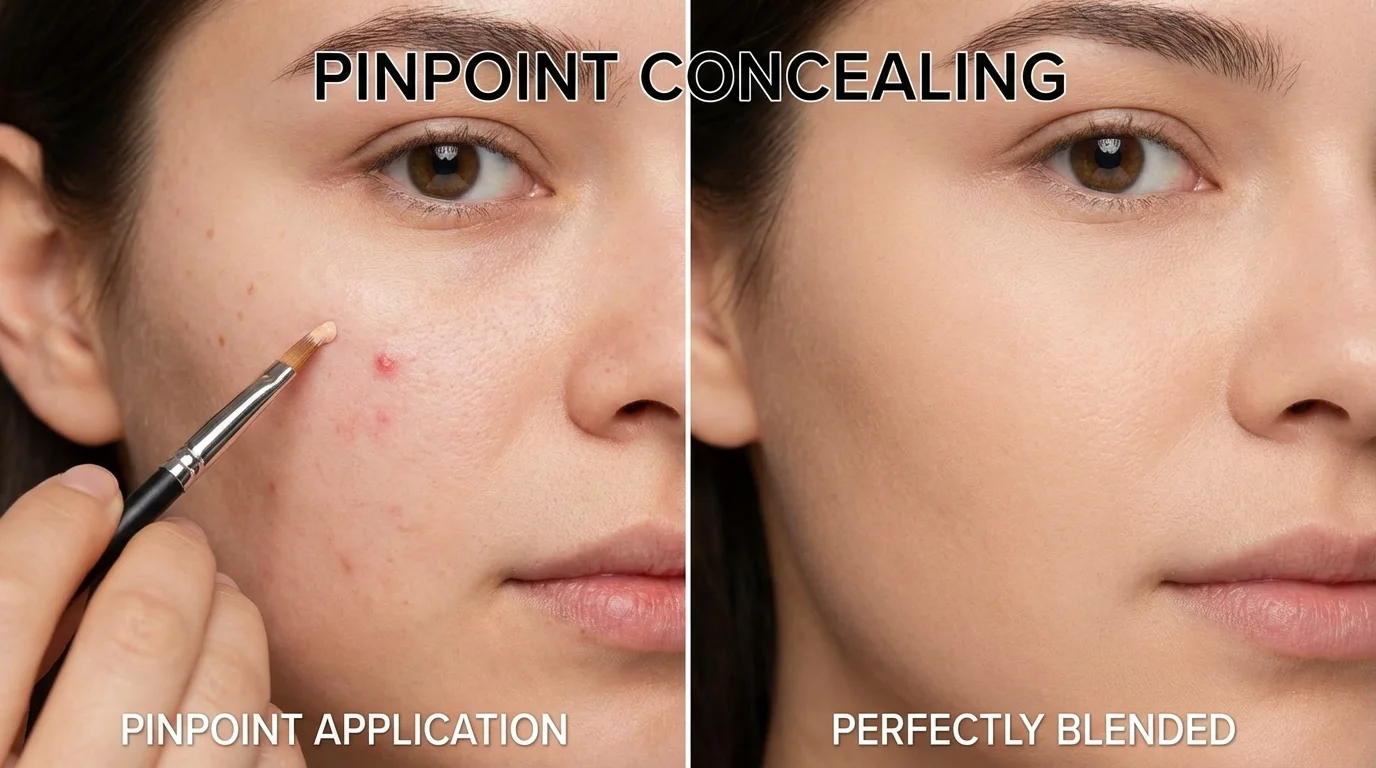Demonstration of pinpoint concealing for natural skin.