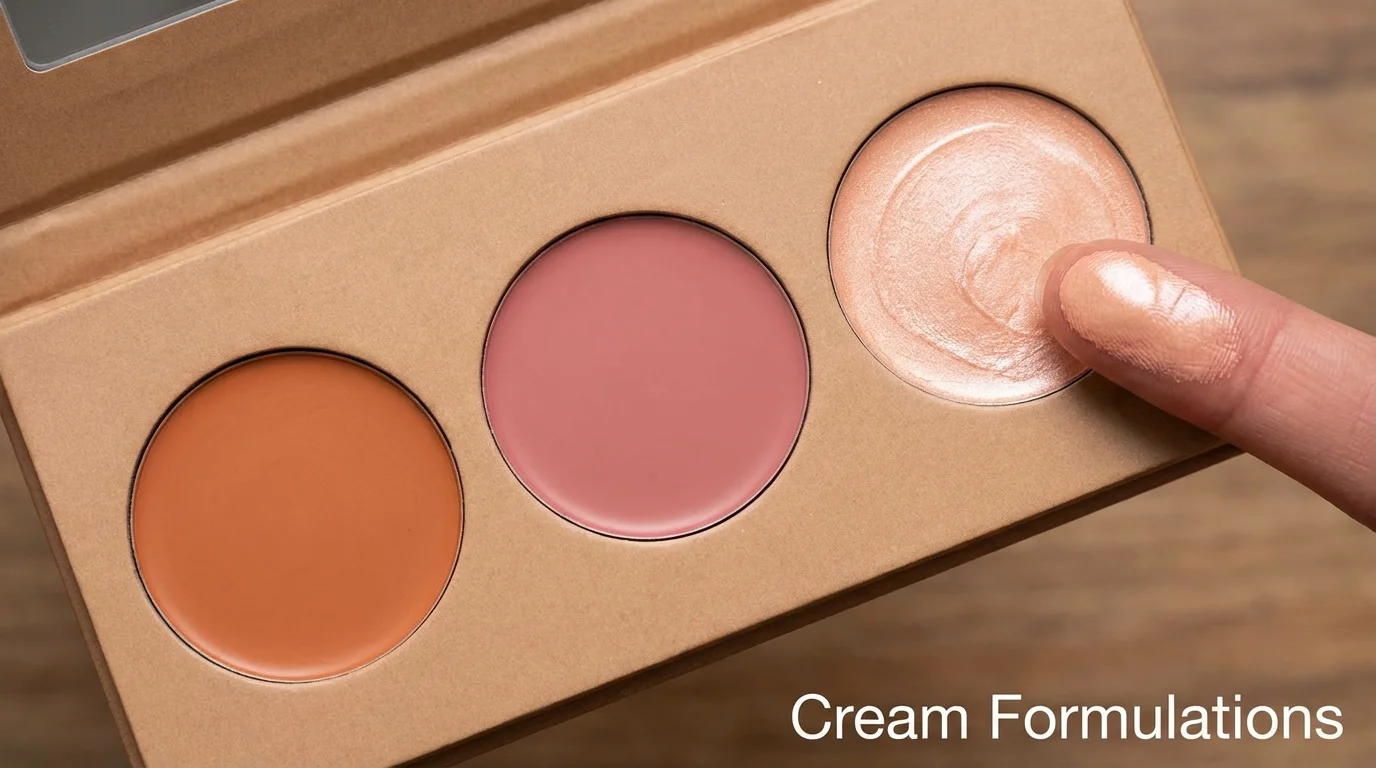 Cream blush and bronzer palette for a dewy daylight finish.