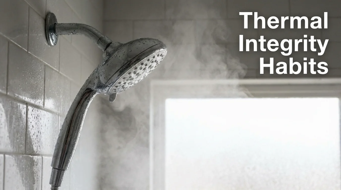Steamy shower environment symbolizing the impact of hot water on hair.
