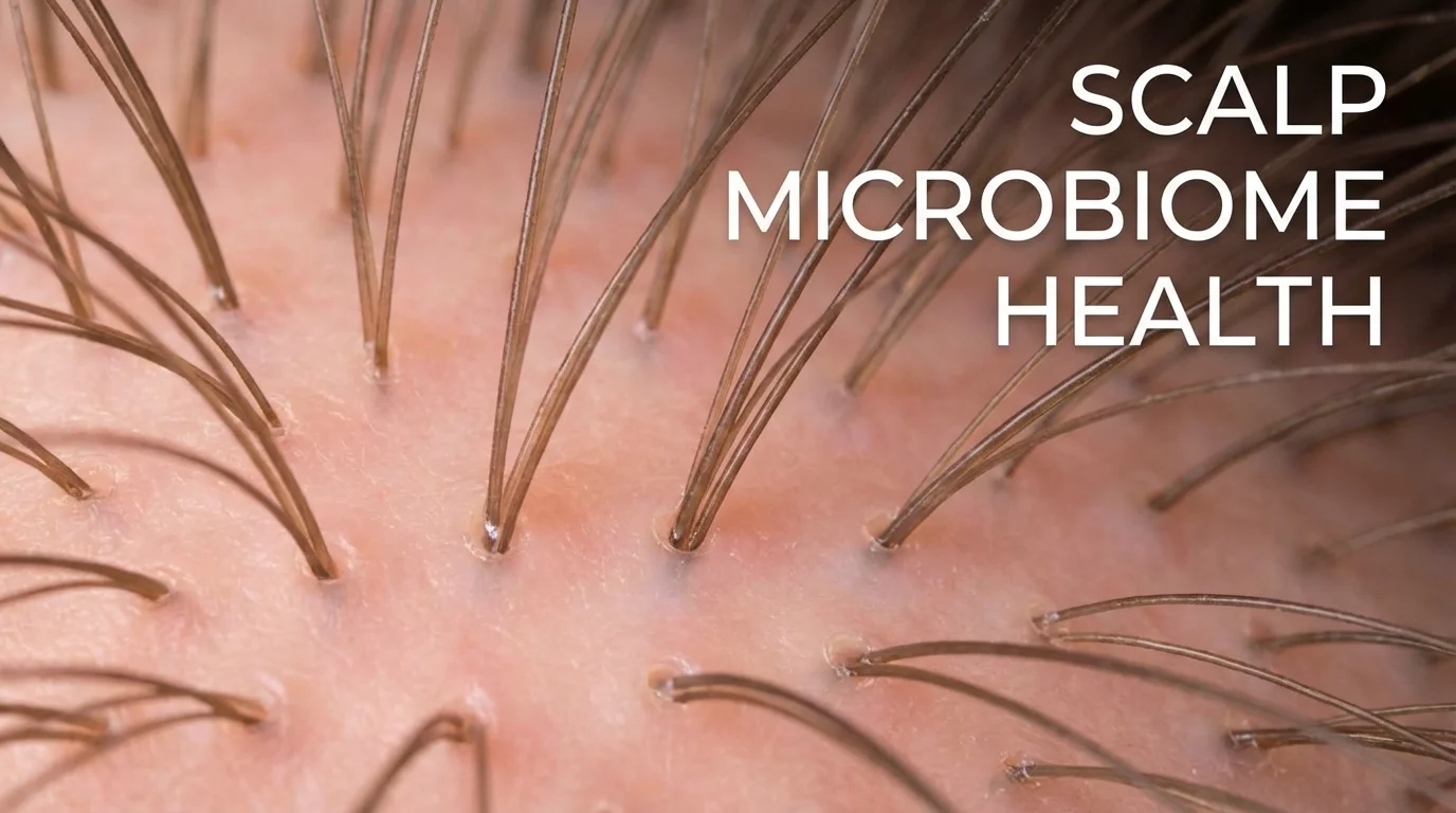 Close-up of a clean and healthy human scalp.