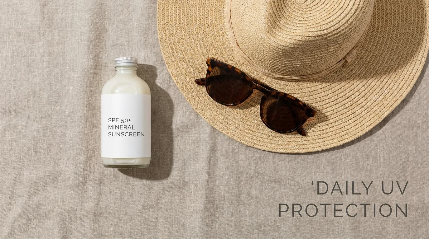 Essential items for daily sun protection to prevent skin damage.