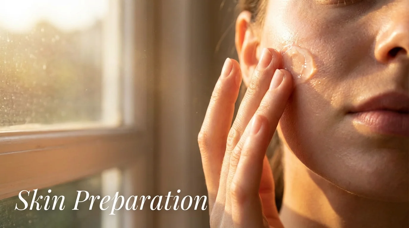 Woman applying moisturizer to prep skin for effortless makeup.