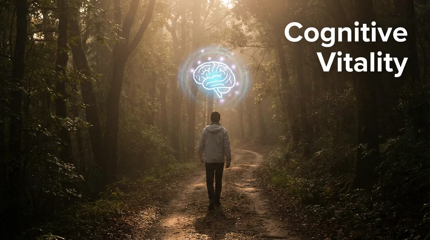 A person walking in nature representing the connection between movement and brain health.
