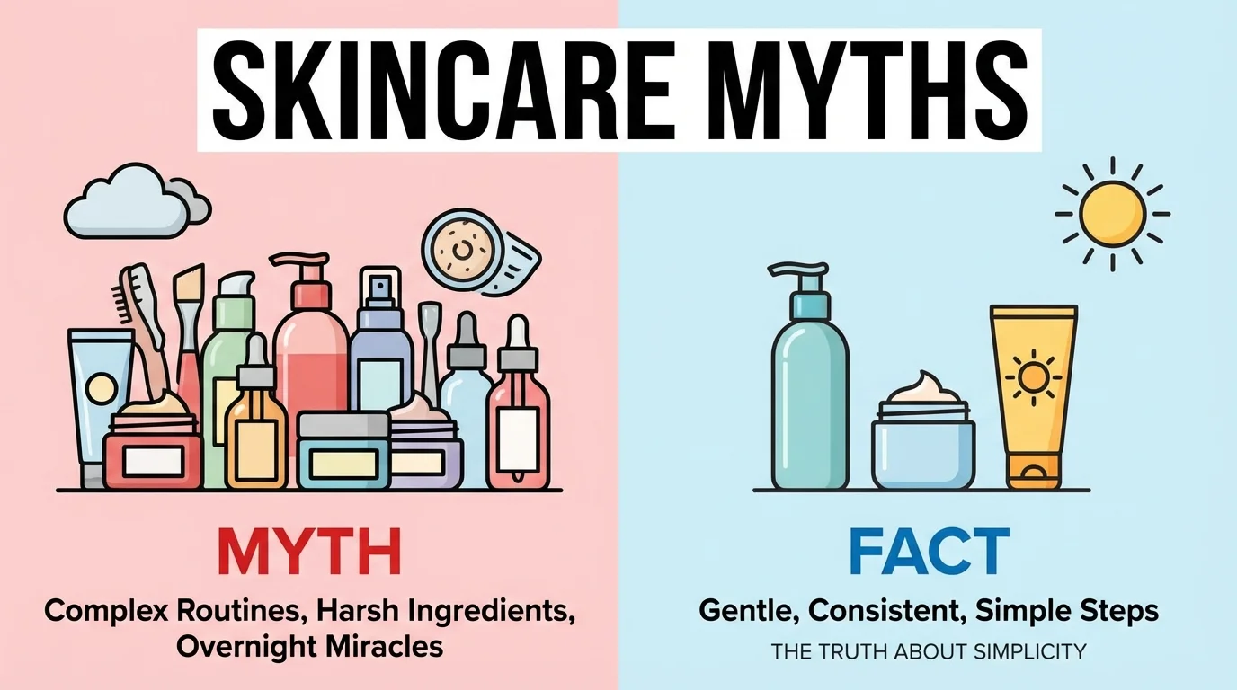 Myth vs Fact skincare graphic.