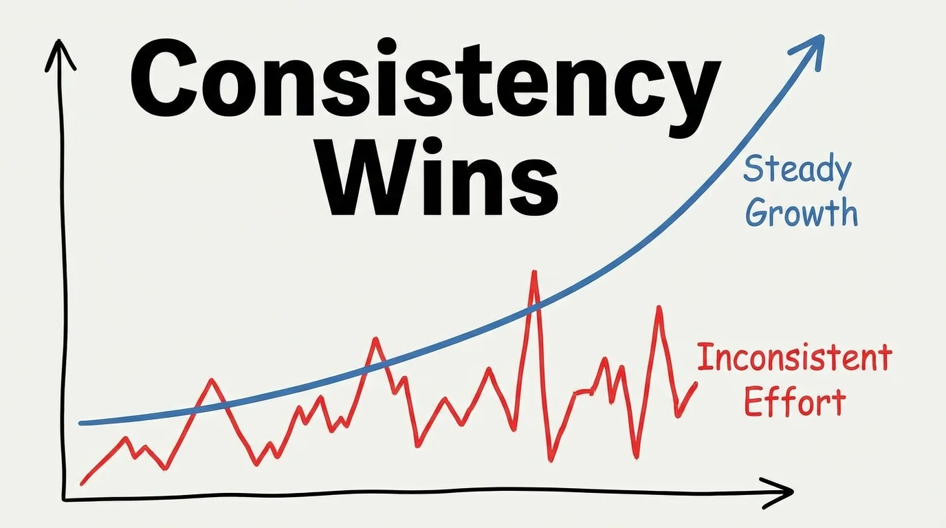 Graph comparing consistent progress versus intermittent perfection.