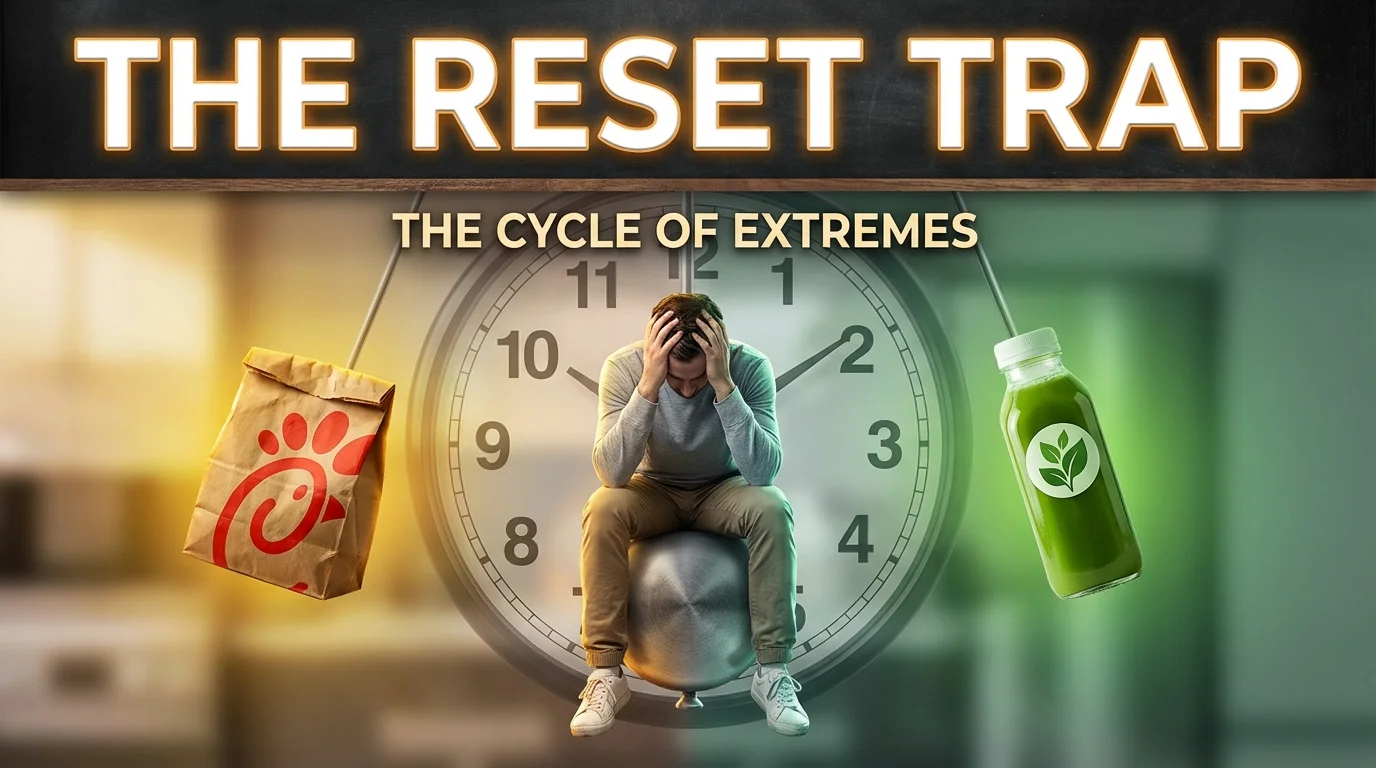 Concept of the cycle between unhealthy habits and extreme resets.