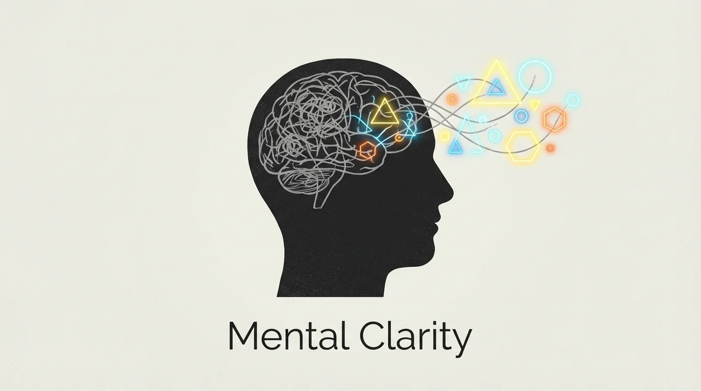 Conceptual art showing the transition from mental clutter to cognitive clarity through rest.