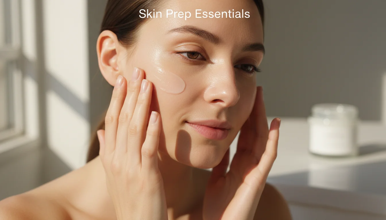 Close-up of skincare application as a base for long-lasting makeup.