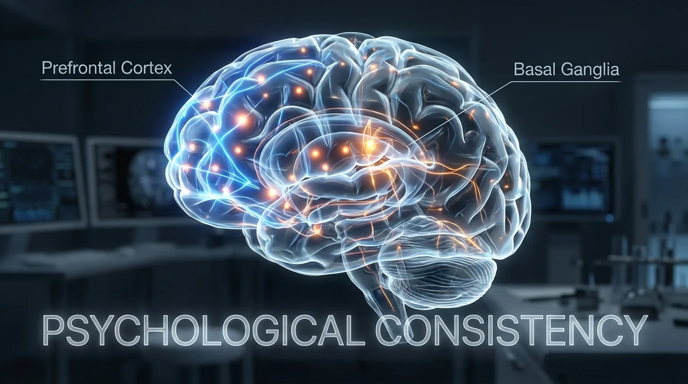 Diagram of the human brain highlighting areas responsible for habit formation.