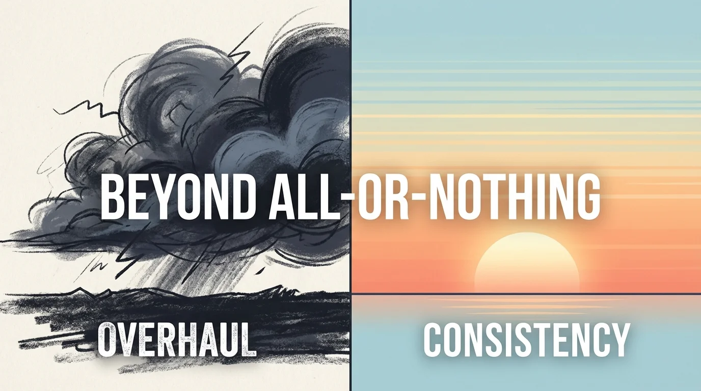 Conceptual image comparing chaotic change with steady, consistent progress.