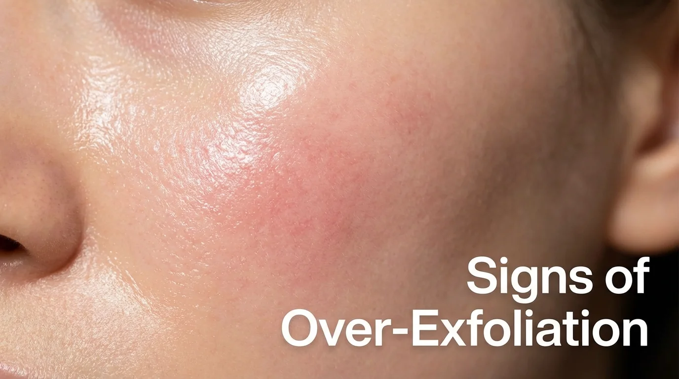 Close-up of skin irritation and redness from over-exfoliation.