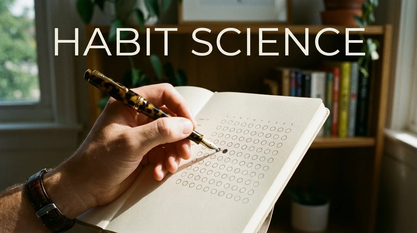 A person tracking habits in a minimalist journal.