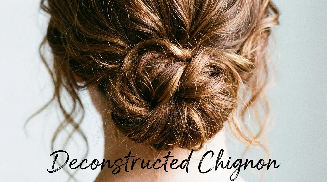 Close-up of a soft, low chignon hairstyle for formal events.