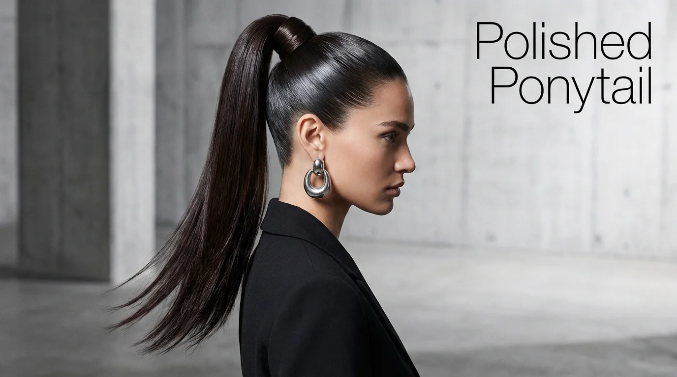 Sleek and high ponytail hairstyle suitable for parties.