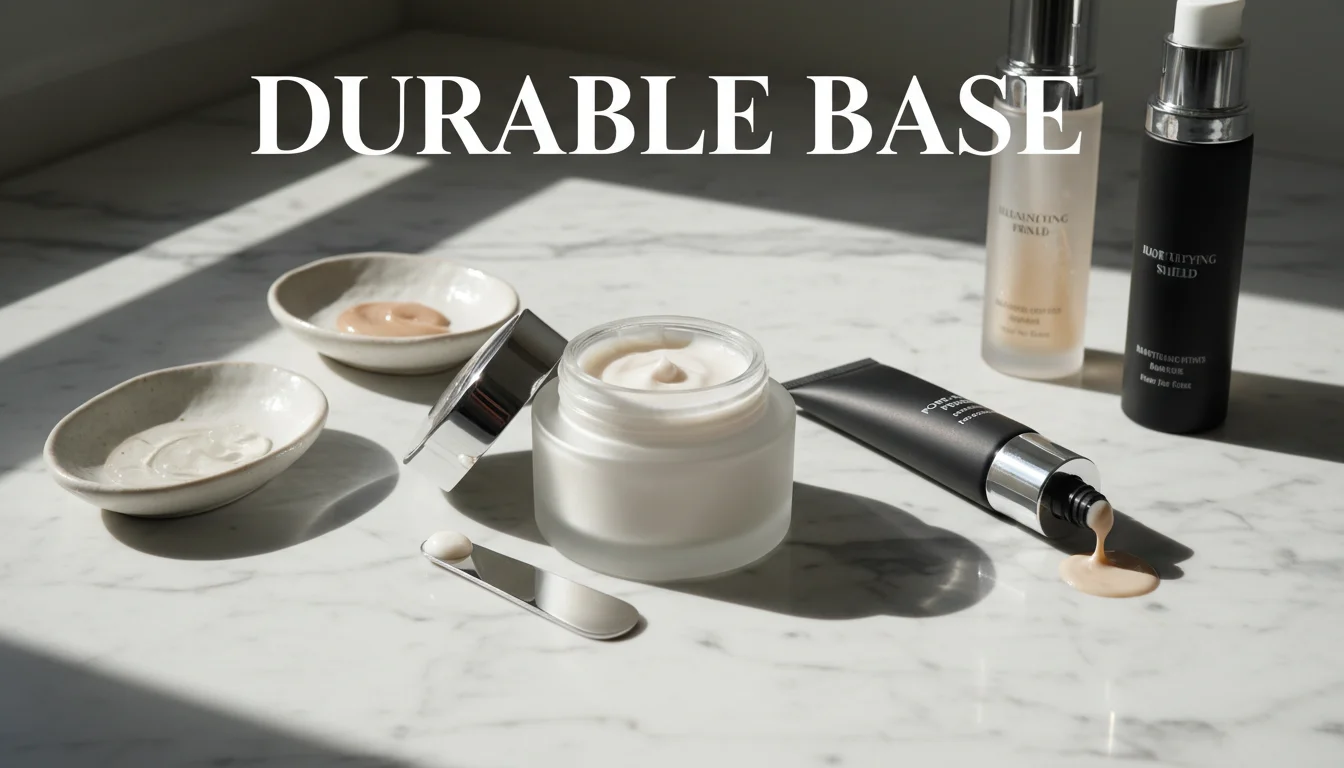 Professional skincare and primer products for a long-lasting makeup base.