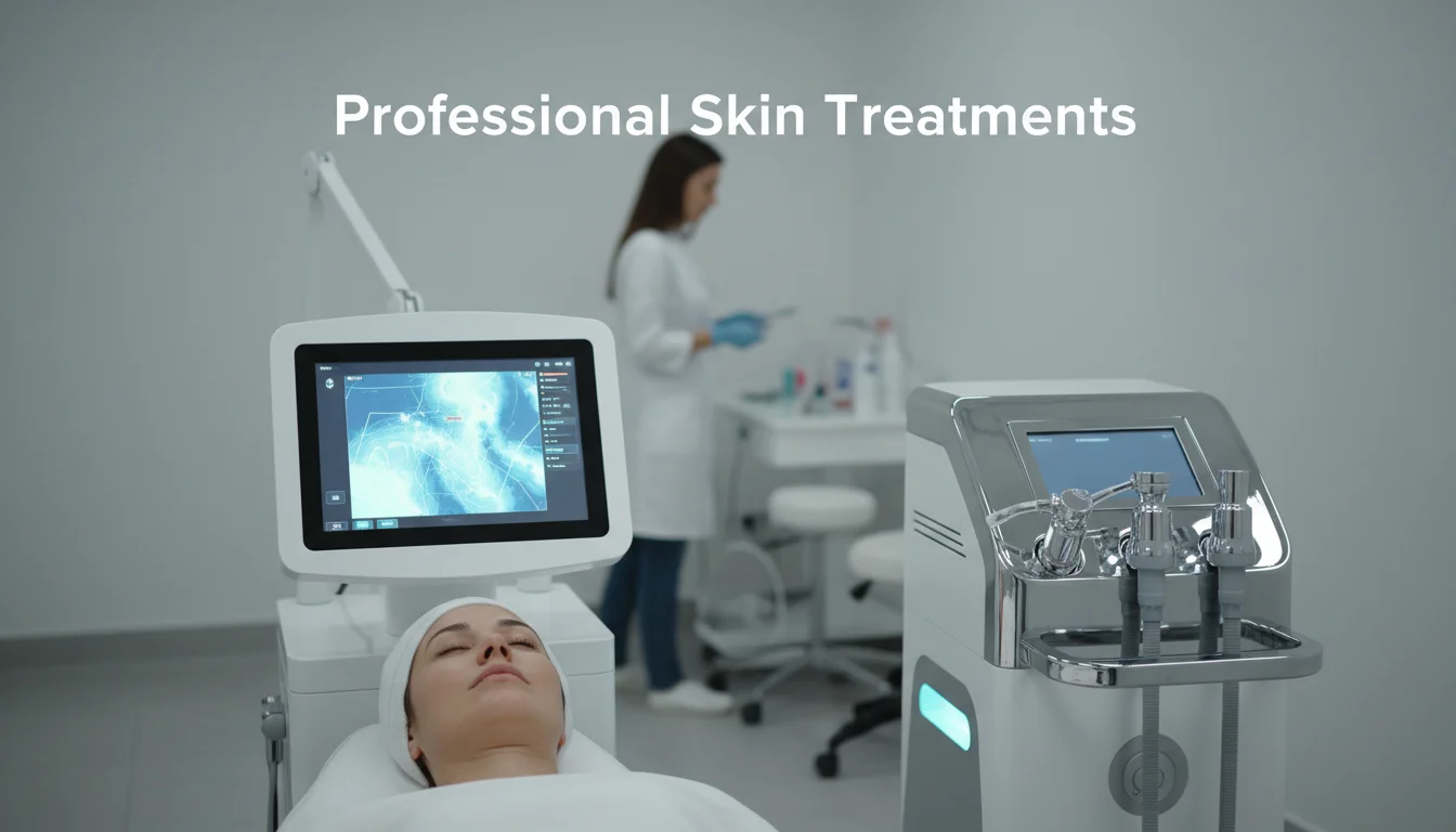 Interior view of a modern dermatology clinic offering professional skin solutions like chemical peels and facials.